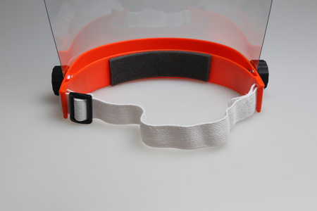 Przyłbica ochronna - osłona twarzy - pomarańczowa z białą gumką