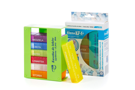 Kasetka na leki tygodniowa - 4 pory dnia 7/4 w kartoniku
