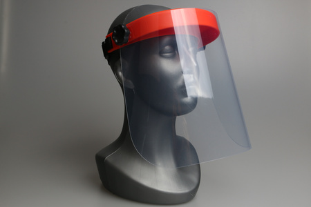 Przyłbica ochronna - osłona twarzy - pomarańczowa z czarną gumką