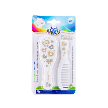 7/406 Szczotka z grzebieniem NEWBORN BABY ( naturalna miękka) BIAŁA