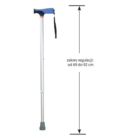 Laska inwalidzka aluminiowa z miękkim uchwytem - "srebrna" AR-014
