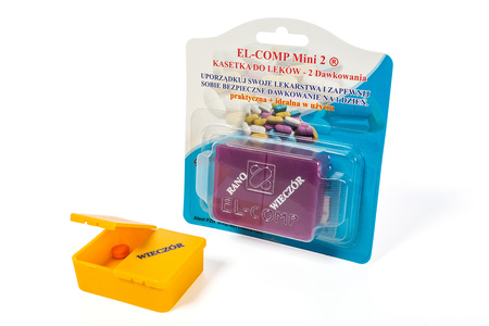 Kasetka na leki jednodniowa na 2 pory dnia w kartoniku