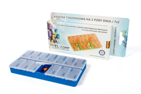 Kasetka na leki tygodniowa na 2 pory dnia w kartoniku