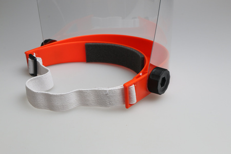 Przyłbica ochronna - osłona twarzy - pomarańczowa z białą gumką