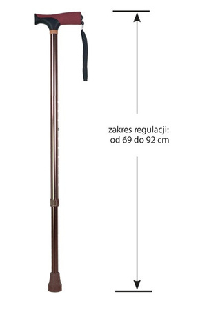 Laska inwalidzka aluminiowa z miękkim uchwytem - "miedziana" AR-014