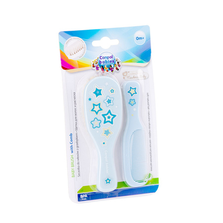 7/406 Szczotka z grzebieniem NEWBORN BABY ( naturalna miękka) NIEBIESKA