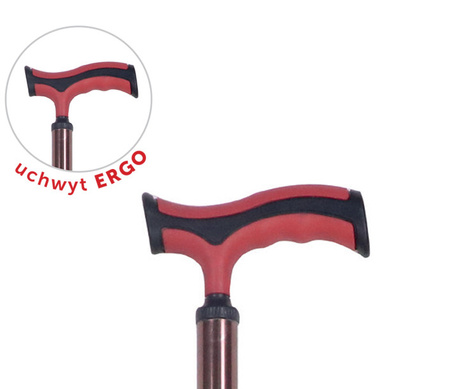 Laska inwalidzka aluminiowa z miękkim uchwytem ERGO miedziana