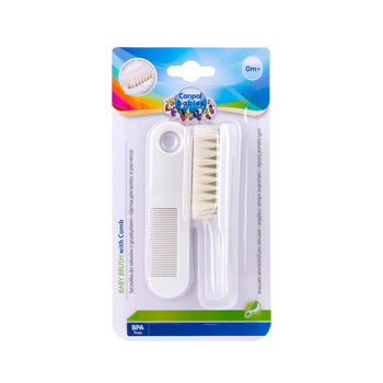 2/424 Szczotka + grzebień do włosów miękka, kolor biały