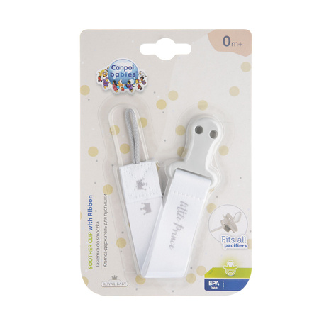 51/025 Tasiemka do smoczka uspakajającego ROYAL BABY GREY