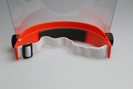 Przyłbica ochronna - osłona twarzy - pomarańczowa z białą gumką