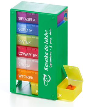 Kasetka na leki tygodniowa na trzy pory dnia 7x3 w woreczku