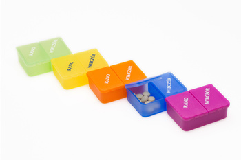 Kasetka na leki jednodniowa na 2 pory dnia w woreczku