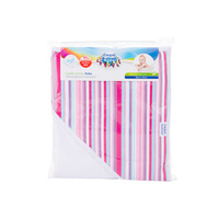 26/300 Okrycie kąpielowe z kapturkiem, paseczki różowe