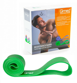 Qmed Resistance Band taśma oporowa do ćwiczeń (zielona/opór 30-57kg)